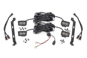 Toyota Tacoma LED Fog Light Kit - Front - Rough Country - 3x1.75 Inch Black Series Slim Aux - Black - '24-'26